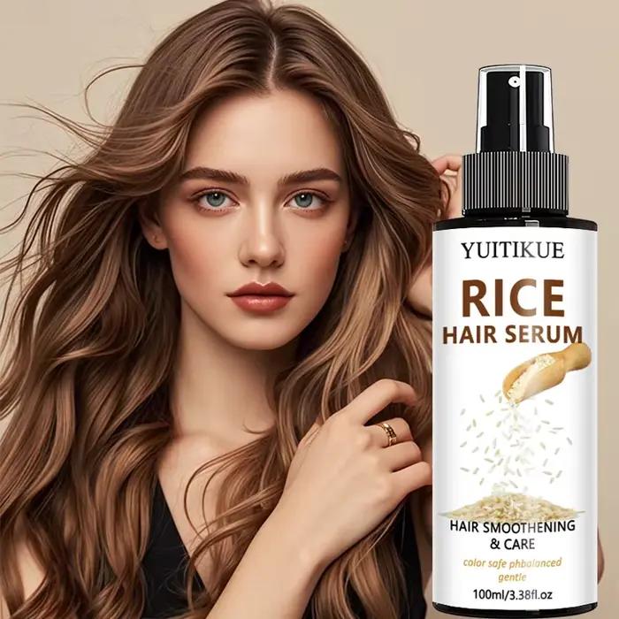 YUITIKUE Sérum capillaire en spray à l'eau de riz - Nourrit, fortifie et ajoute de la brillance pour des cheveux doux et non plats