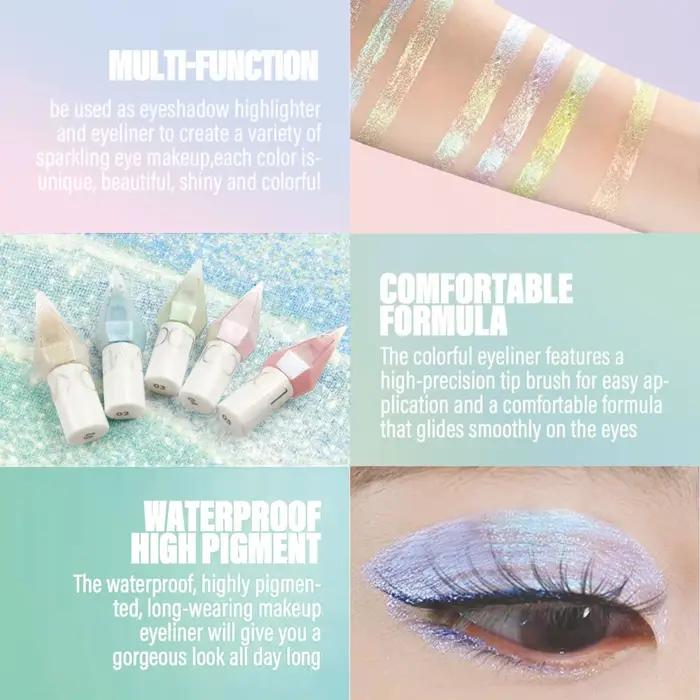 Fard à paupières liquide caméléon hautement pigmenté, dégradé métallique, pailleté, imperméable, effet caméléon optique, maquillage pour les yeux