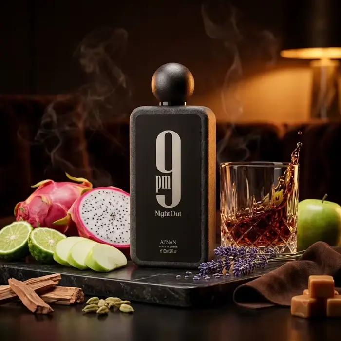 Afnan 9 PM Night Out 100ml Eau de Parfum Longue Durée Fruité Boisé Frais Attrayant Essentiel pour les Rendez-vous et Soirées Authentique