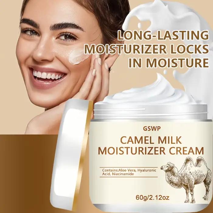 Crème hydratante au lait de chameau GSWP, hydrate en profondeur le visage, le cou et le corps. Sans alcool. 60g/120g