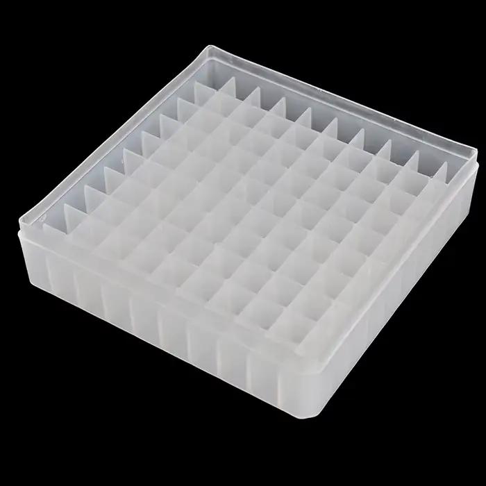 Mini boîte de rangement pour bouteilles d'huiles essentielles, grille 100, 5x14x14cm, boîte en plastique portable, présentoir de bouteilles de parfum, présentoir pour bouteilles de 2ml