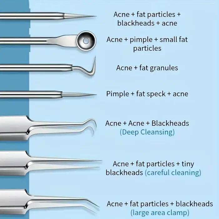 3/5/8 Pcs Pinces ultra-fines pour l'acné, extracteur de points noirs, aiguille à acné, nettoyant facial pour la peau