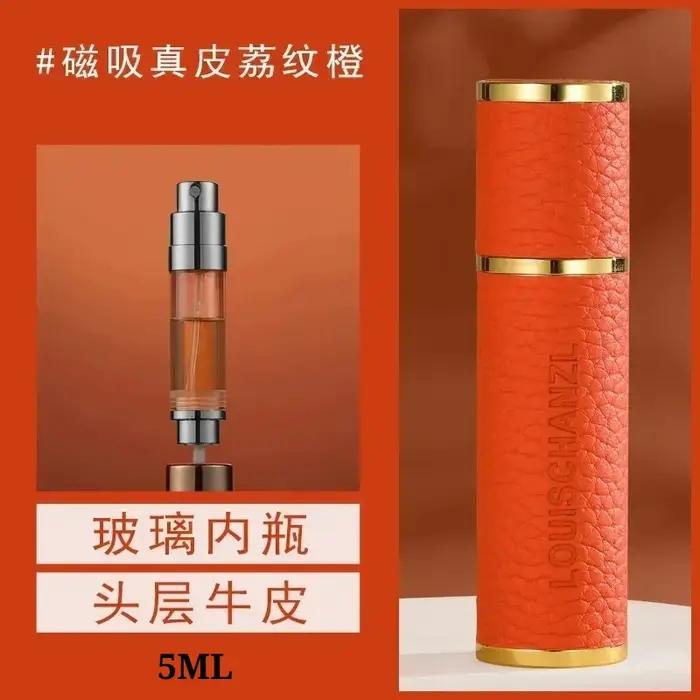 Atomiseur de parfum portable en cuir véritable rechargeable avec bouchon en silicone pour femmes et hommes pour toutes les occasions de voyage et de vie quotidienne