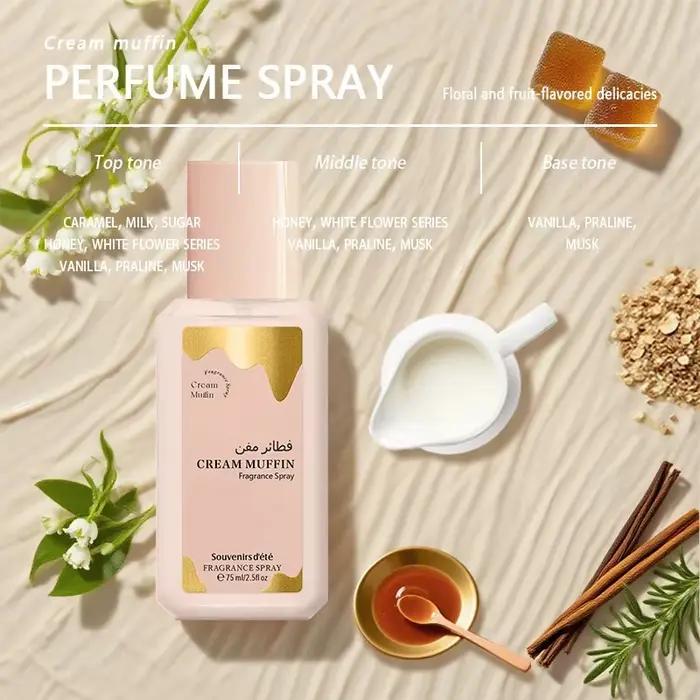 Spray parfumé Caramel Dream 75 ml, parfum longue durée, frais, floral, fruité, note gourmande, charme élégant, neutre, eau de toilette