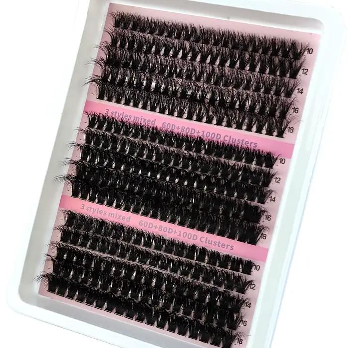 Nouveau 15 rangées bricolage 5D grappes de cils moelleux 60D-200D grappes de cils épais cils individ