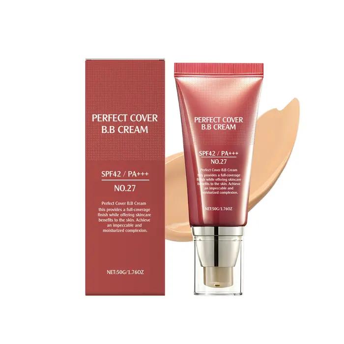 Crème BB SPF 42 PA +++ Hydratant teinté pour le visage Couvrance totale Correcteur de teint Fond