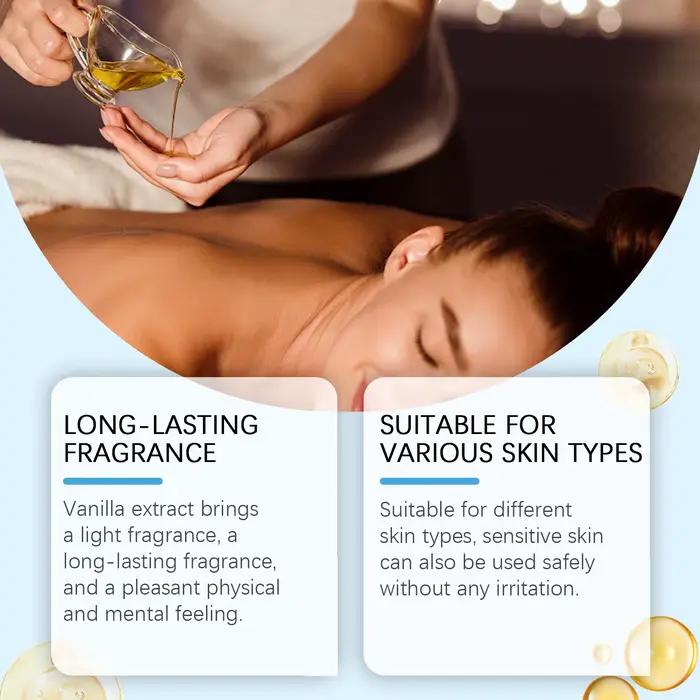 Huile de Massage Corporel Vanille Caramel Hydratante Apaisante pour Relaxation Musculaire Usage Daily Occasions Spéciales