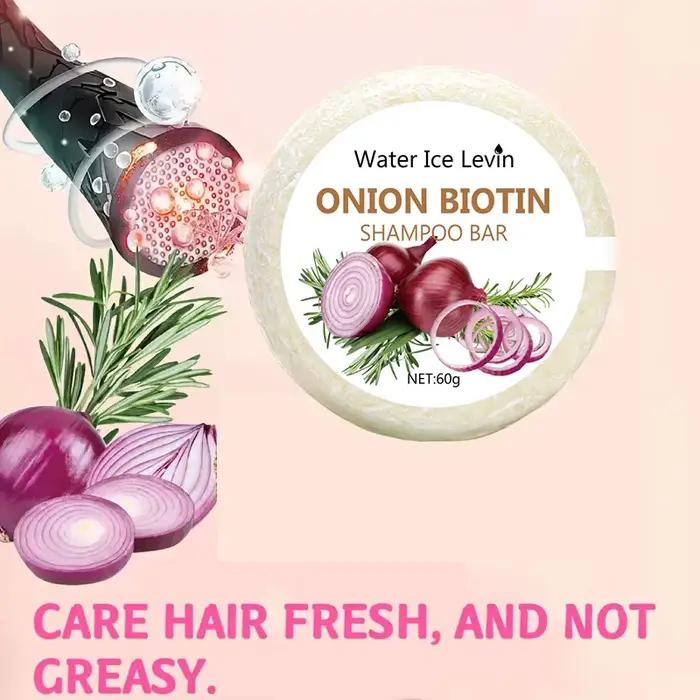 Savon shampooing à la biotine et à l'oignon 60g pour le soin du cuir chevelu et des cheveux
