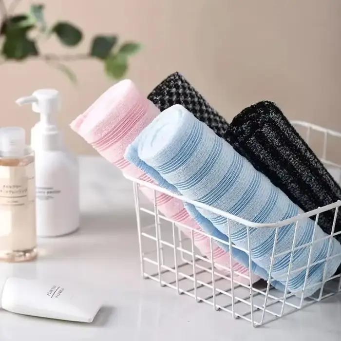 Serviette exfoliante pour le dos, pour la douche, pour hommes, avec ions argent, multifonction, serviette de bain en mousse, ultra-longue, serviettes exfoliantes