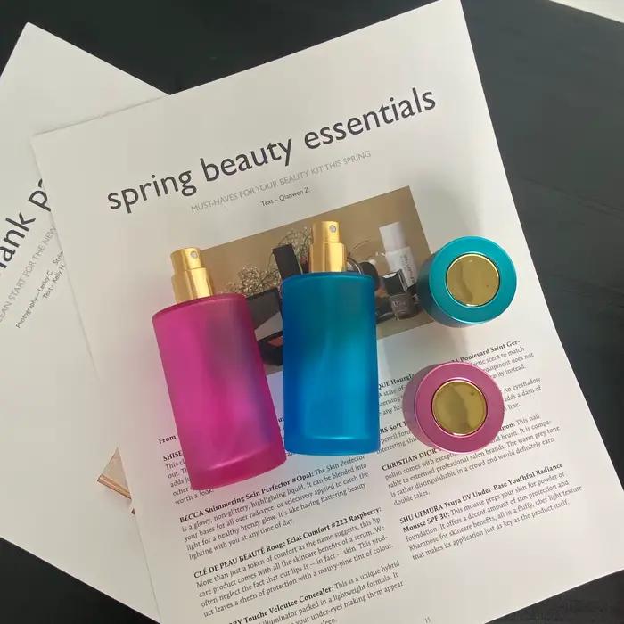 Bouteille en verre à capuchon rond coloré, vaporisateur d'essence de parfum, 50ml