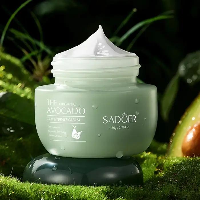 Crème hydratante pour le visage à l'avocat biologique SADOER - Hydratation intense