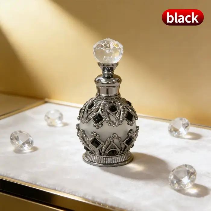 Mini bouteille d'huile de parfum incrustée de bijoux de 15ml, conteneur léger et rechargeable, usage
