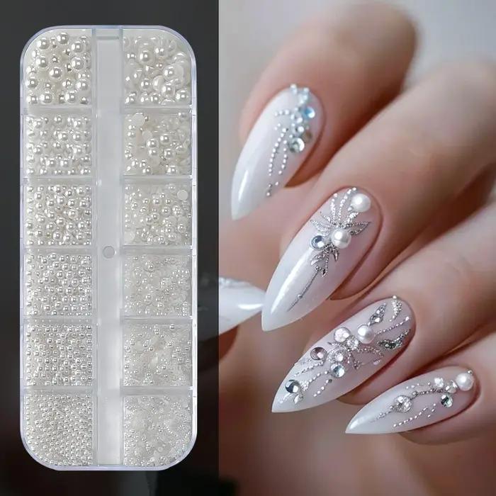 Perles en or et argent pour ongles en forme de caviar 3D design nail art élégant pour femmes occasions spéciales