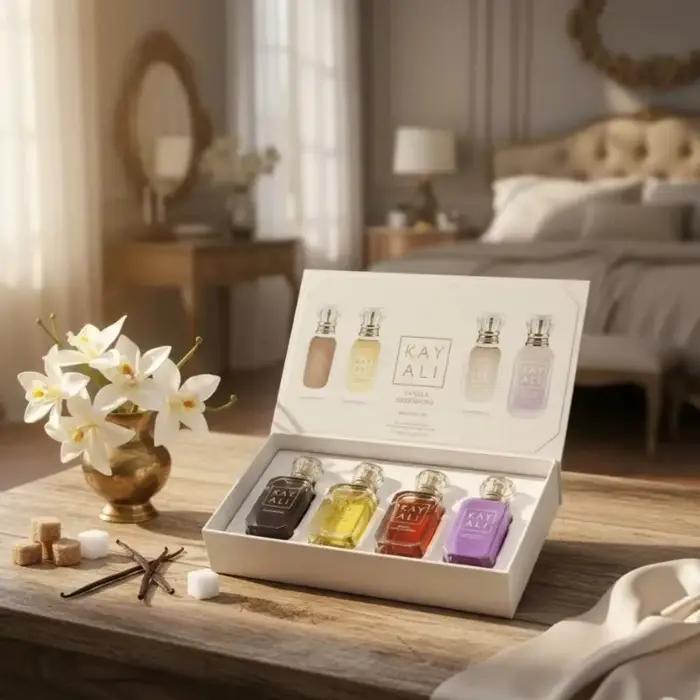 Ensemble de parfums unisexes KAYALI 4*10ml Longue durée Frais Doux Élégant Floral Fruité Musc Parfum naturel Deux senteurs Vanille Royale