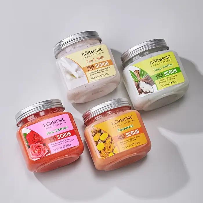 KORMESIC curcuma corps gommage crème visage hydratant nettoyage en profondeur lait Rose doux tendre visage Exfoliation produit de soin de la peau