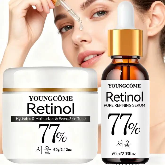 Ensemble de crème sérum pour le visage raffermissant au rétinol, Anti-âge, élimination des rides, ridules, réparation, blanchiment de la peau, éclaircissant, hydratant