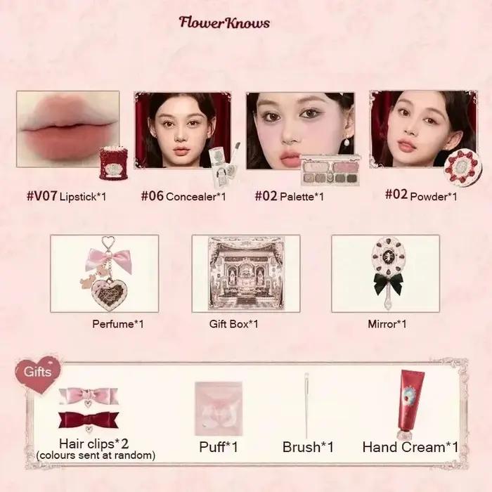 Collection Flower KnowStrawberry Cupid Box - Coffret de maquillage - Palette complète - Poudre pressée - Blush - Rouge