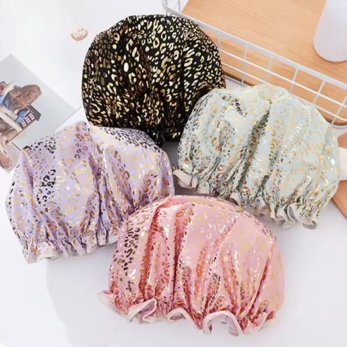 Chapeau de bain imperméable pour femmes double couche élastique accessoire de salle de bain chic pour les occasions quotidiennes et spéciales