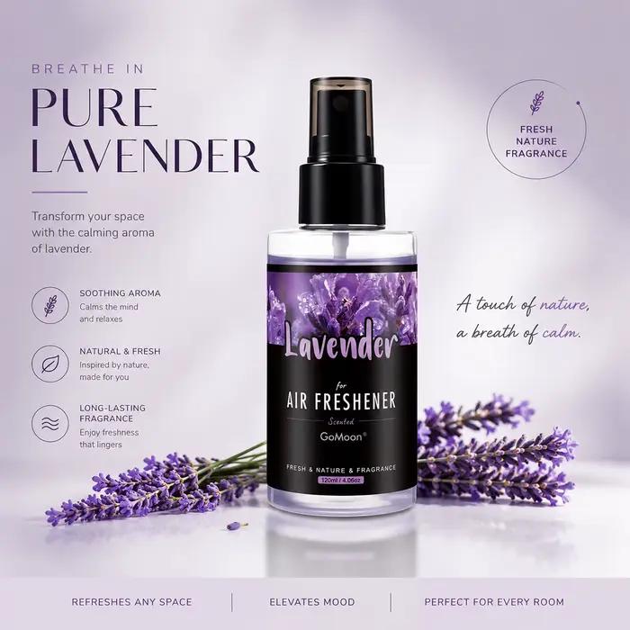 Spray de parfum pour voiture haut de gamme à la lavande naturelle, 120 ml/4,06 oz, parfum longue durée, adapté à la maison et à la voiture