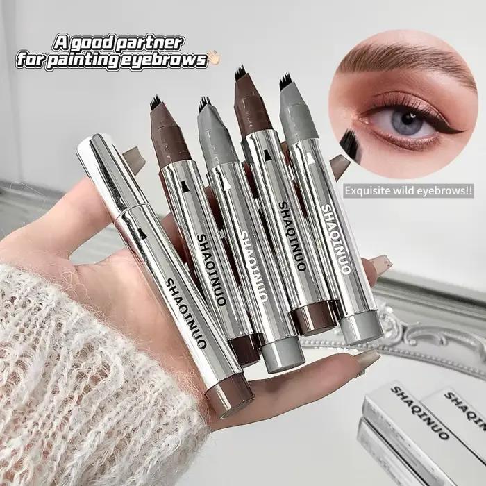 Stylo à sourcils imperméable, conception multi-pointes pour les coups de cheveux, maquillage naturel des sourcils sauvages, résistant aux taches et à longue tenue, 2 couleurs