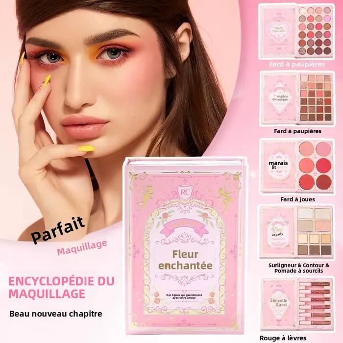 Palette de maquillage tout-en-un 5 couches, 48 fards à paupières + 6 rouges à lèvres + 6 blush + contour + surligneur + pommade à sourcils + 6 rouges à lèvres, kit de maquillage complet pour le visage