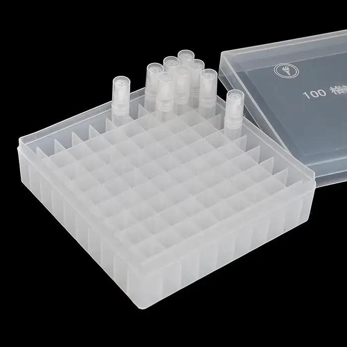 Mini boîte de rangement pour bouteilles d'huiles essentielles, grille 100, 5x14x14cm, boîte en plastique portable, présentoir de bouteilles de parfum, présentoir pour bouteilles de 2ml