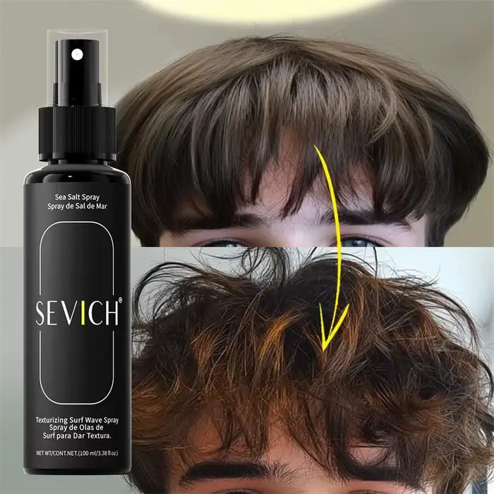 Spray de sel de mer naturel pour hommes brume capillaire volumateur boucles ondulées finition mate décontractée coiffure plage occasions spéciales