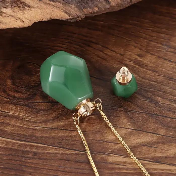 Collier avec Pendentif en Forme de Bouteille de sexuellement, Bijou Diffuseur d'Huile Essentielle en Clip, Rose Naturel, Quartz, Œil de Tigre, Cadeau