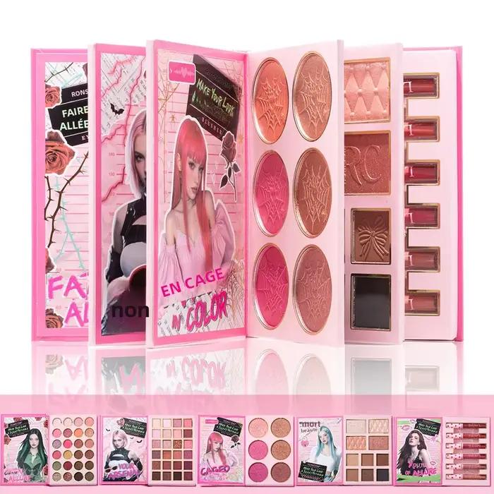 Palette de maquillage de 5 pages avec 70 couleurs : 48 fards à paupières mats et scintillants