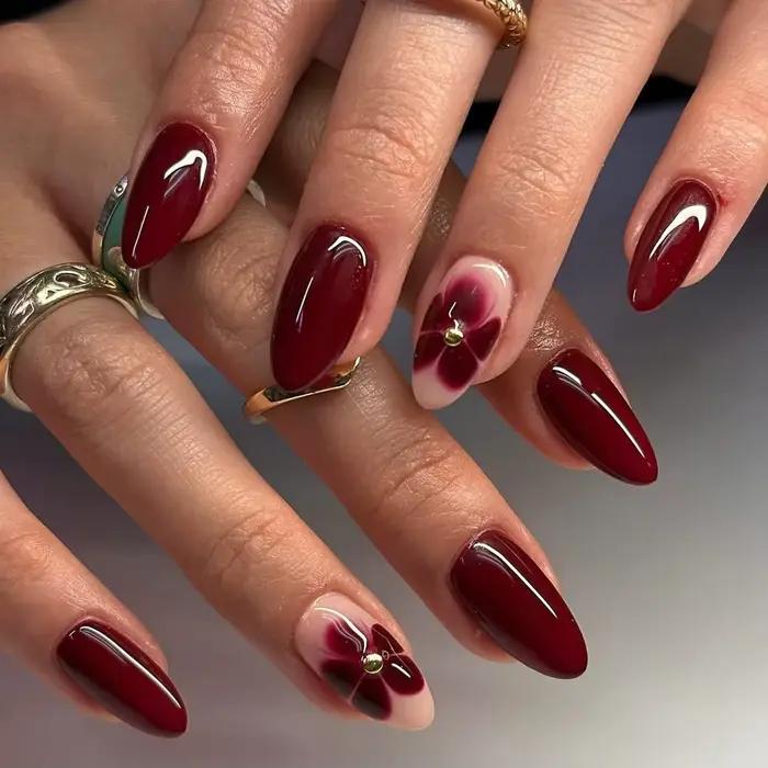 Faux ongles en forme de cercueil, dégradé rouge et noir, longueur moyenne, avec onglets collants, po