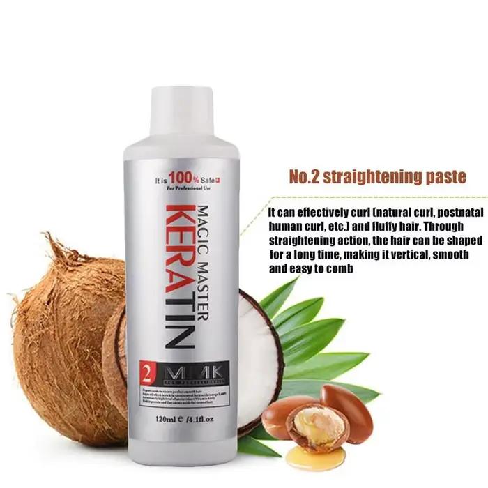 Magic Master Keratin Treatment Kit pour Cheveux Crépus Soyeux et Brillants Shampooing Purifiant et Huile d'Argan Inclus