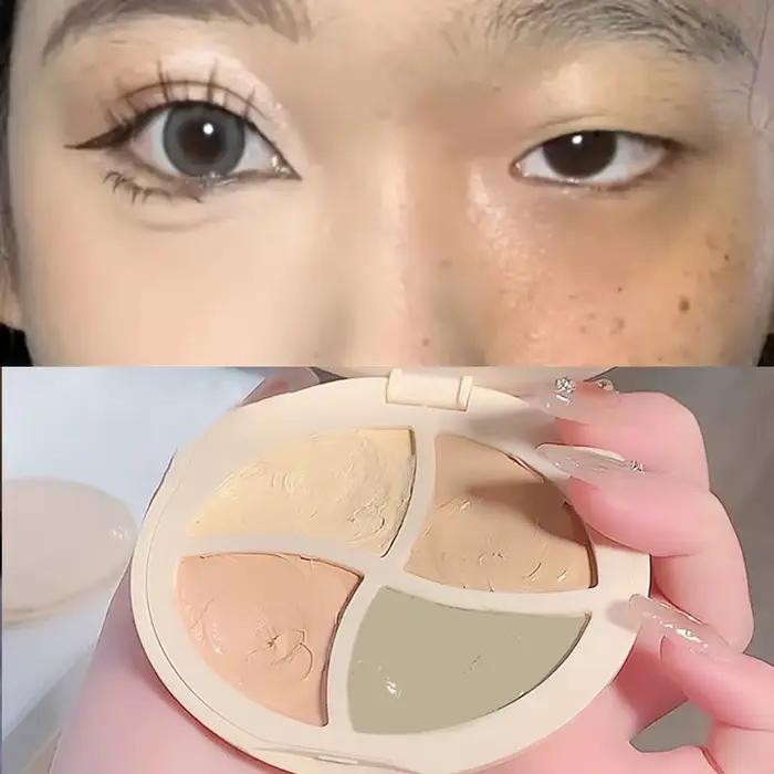 Palette de correcteurs imperméables 4 en 1, texture naturelle hydratante longue durée, crémeuse, couvre les imperfections/cercles foncées/acné