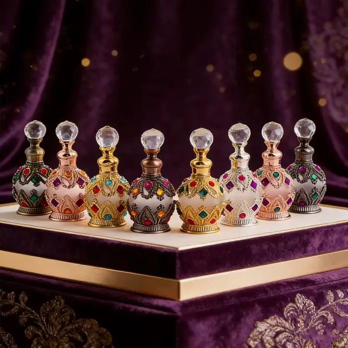 Mini bouteille d'huile de parfum incrustée de bijoux de 15ml, conteneur léger et rechargeable, usage quotidien, stockage de parfum, petit cadeau de Festival