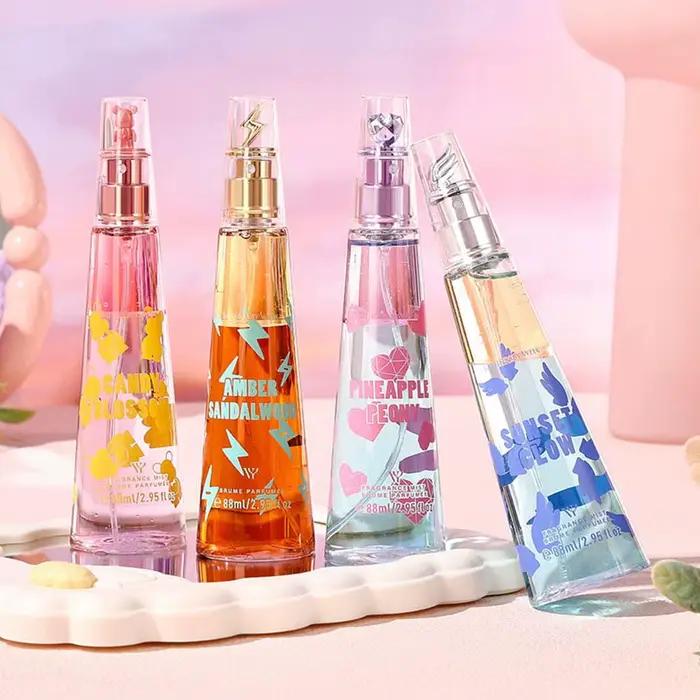 Coffret de 4 brumes corporelles pour femme, parfum longue durée aux notes fruitées, florales et boisées, vaporisateur de 88 ml, parfum portable pour le quotidien et les rendez-vous