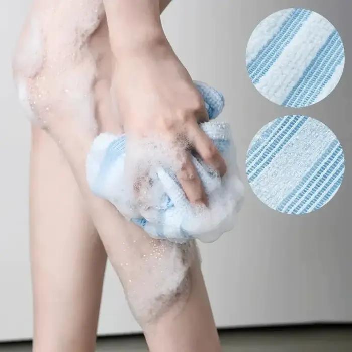 Serviette de Bain Exfoliante Japonaise Double Fonction, Nettoyant Dorsal Moussant Antibactérien, Exfoliant Peaux Mortes, Chiffon de Gommage Réparateur Corporel