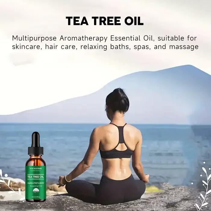 Huile essentielle d'arbre à thé pour soins de la peau, massage, douche, diffuseur huile essentielle relaxante pour le visage, le corps, les ongles, les cheveux, les soins de la peau
