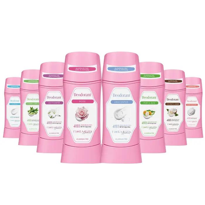 Parfum solide rafraîchissant et durable pour femme, fleurs blanches et arôme de rose, pour toute la journée, protection contre la transpiration et les odeurs sous les bras, 2.22OZ