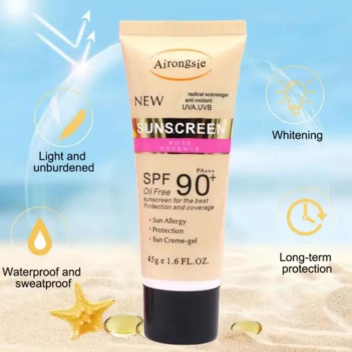 Lotion solaire à l'essence de rose SPF 90 pour le visage et le corps