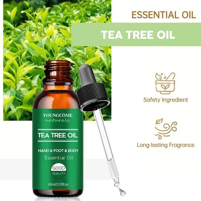 Huile essentielle d'arbre à thé pour soins de la peau, massage, douche, diffuseur huile essentielle relaxante pour le visage, le corps, les ongles, les cheveux, les soins de la peau