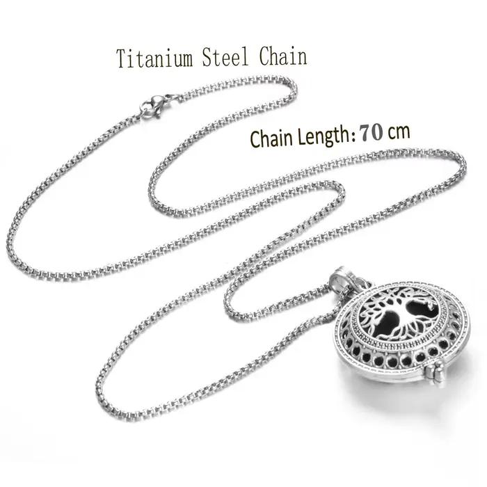Collier d'aromathérapie arbre de vie avec pendentif ouvert, 10 tampons aromatiques aléatoires, bijoux vintage pour homme et femme, idéal pour les occasions spéciales et le bien-être