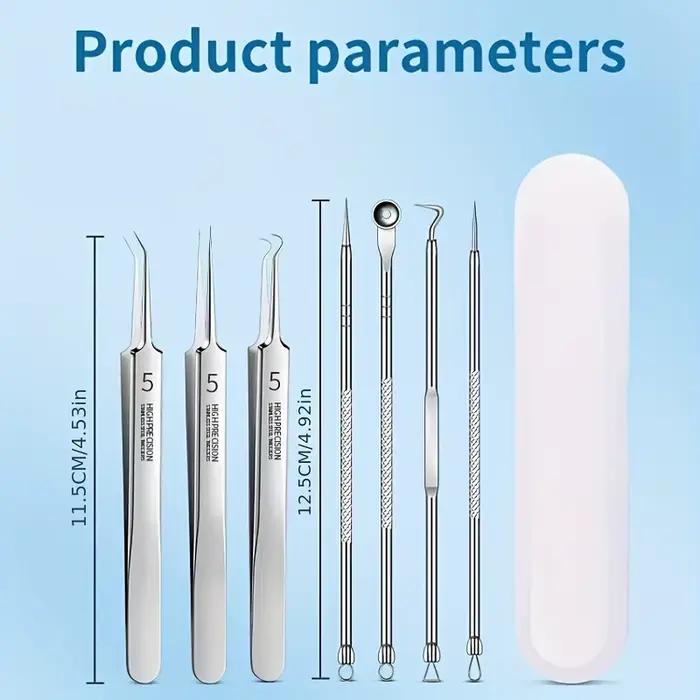 3/5/8 Pcs Pinces ultra-fines pour l'acné, extracteur de points noirs, aiguille à acné, nettoyant facial pour la peau