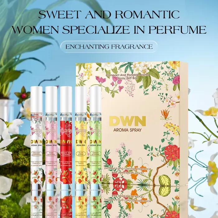 Coffret cadeau de parfum à fleurs, 5 pièces, Spray de parfum à charme élégant, longue durée pour femmes et hommes, phéromone romantique, 10ml