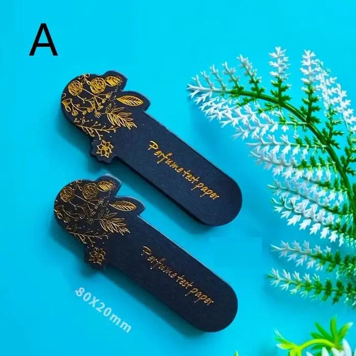 Bandes de test de parfum noires et dorées à motif floral, 100 pièces, haute absorption, sans résidus