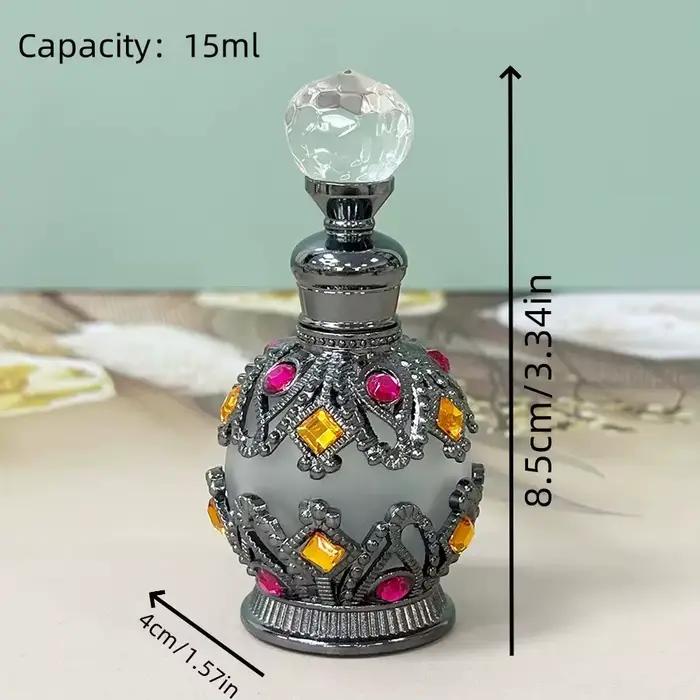 Mini bouteille d'huile de parfum incrustée de bijoux de 15ml, conteneur léger et rechargeable, usage quotidien, stockage de parfum, petit cadeau de Festival