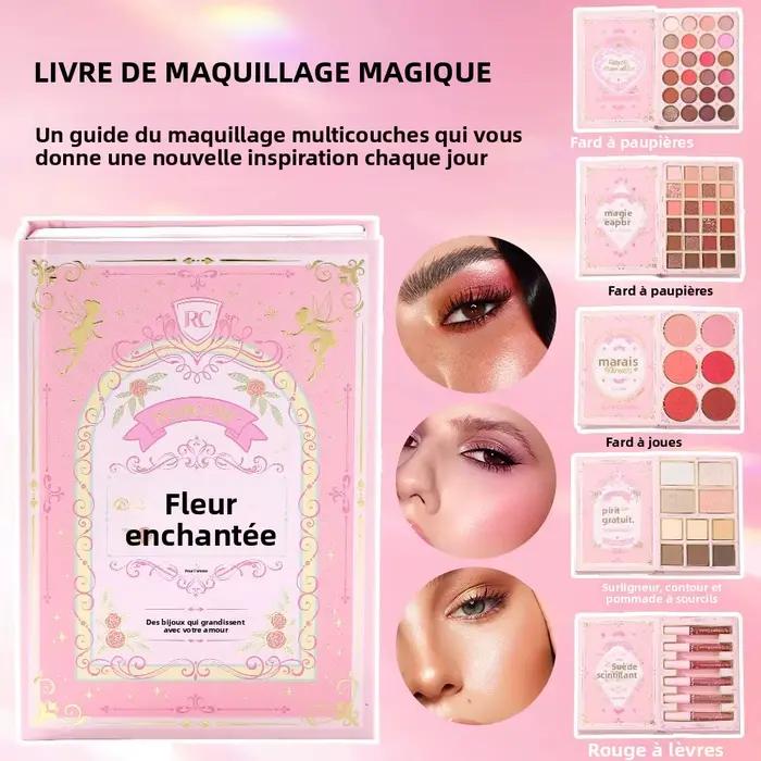 Palette de maquillage tout-en-un 5 couches, 48 fards à paupières + 6 rouges à lèvres + 6 blush + contour + surligneur + pommade à sourcils + 6 rouges à lèvres, kit de maquillage complet pour le visage