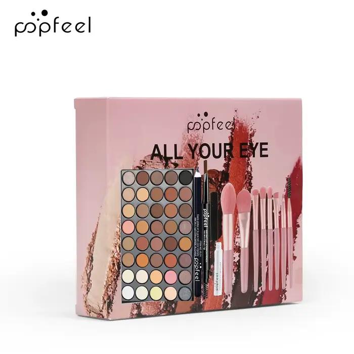 POPFEEL ensemble de maquillage pour les yeux 40 couleurs fard à paupières Palette crayon à sourcils Eyeliner stylo