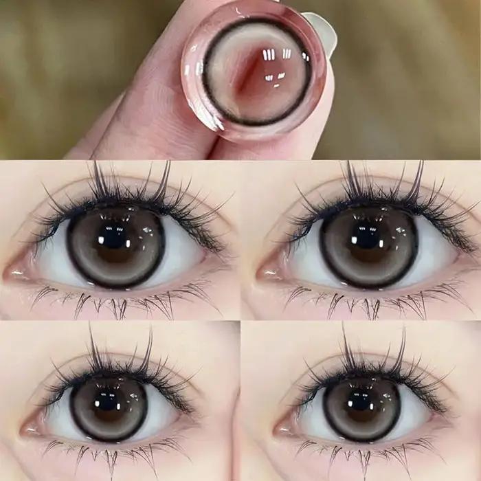 2 pièces lentilles de Contact de couleur de haute qualité pour les yeux avec dioptrie yeux de myopie lentille bleue douce beauté élève utilisation annuelle expédition rapide