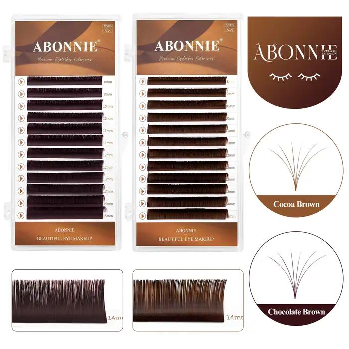 ABONNIE-Extensions de Cils en Cachemire, Chocolat, Brun, Facile à Faire à la Main