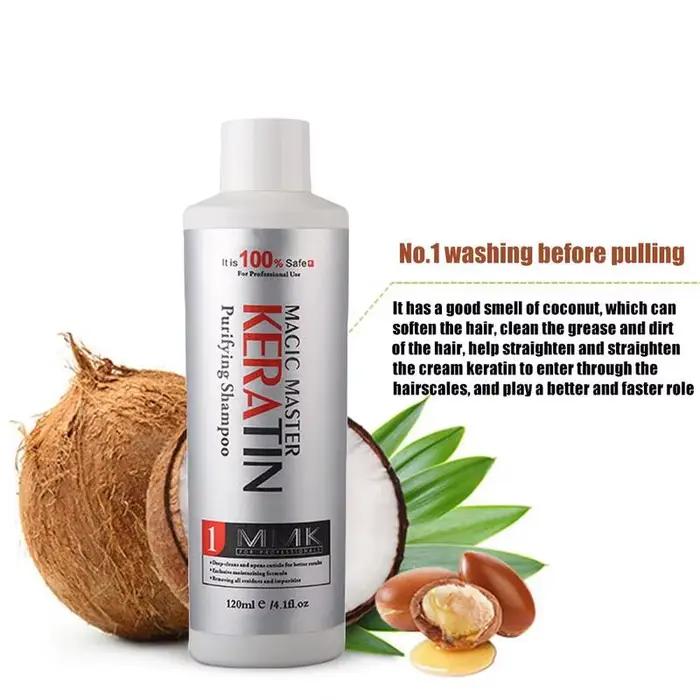 Magic Master Keratin Treatment Kit pour Cheveux Crépus Soyeux et Brillants Shampooing Purifiant et Huile d'Argan Inclus