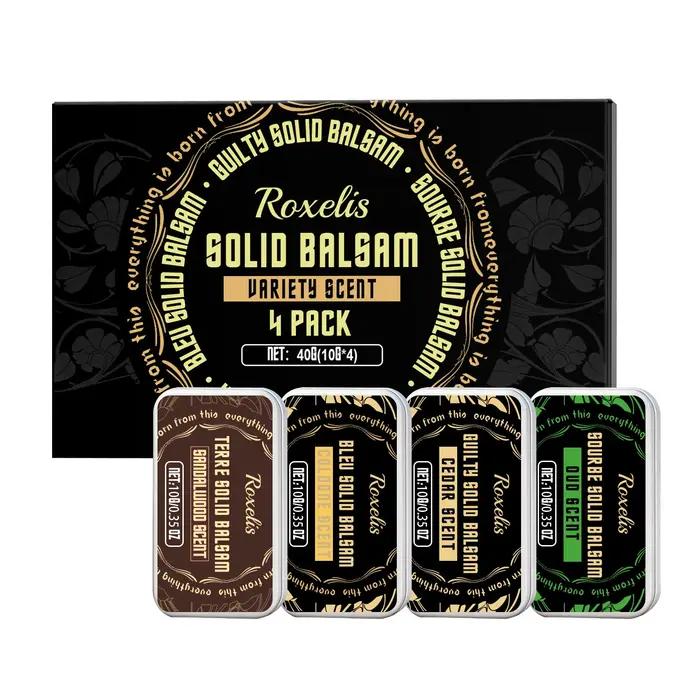 Lot de 4 parfums solides pour homme, parfum de phéromones, parfum naturel longue durée, senteur florale fruitée, déodorant solide de poche